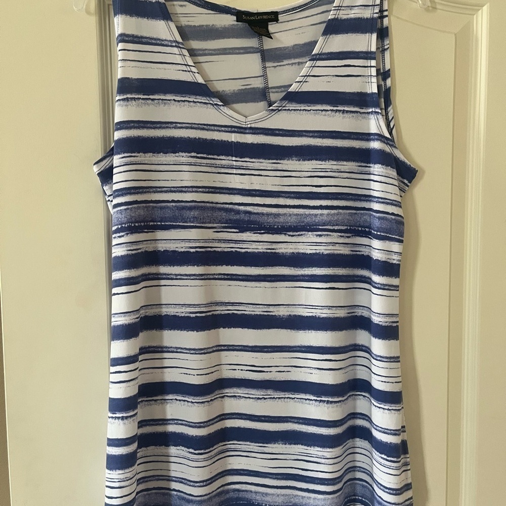 Susan Lawrence Striped Blue and White Women's Top size Large - Picture 8 of 13